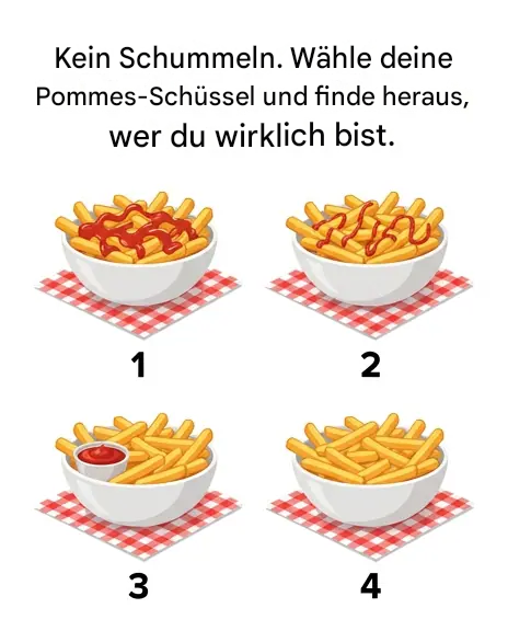 Wähle eine Schüssel Pommes frites, um herauszufinden, welcher Typ Mensch du bist.