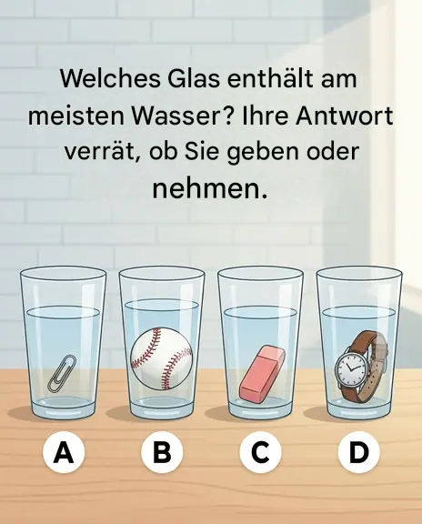 Welches Glas enthält das meiste Wasser? Ihre Antwort verrät, ob Sie großzügig oder egoistisch sind.