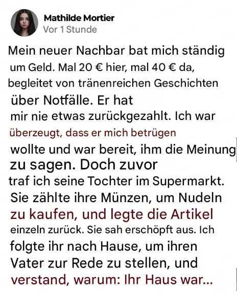 Ich dachte, mein Nachbar wolle mich betrügen, bis ich seine Tür öffnete.