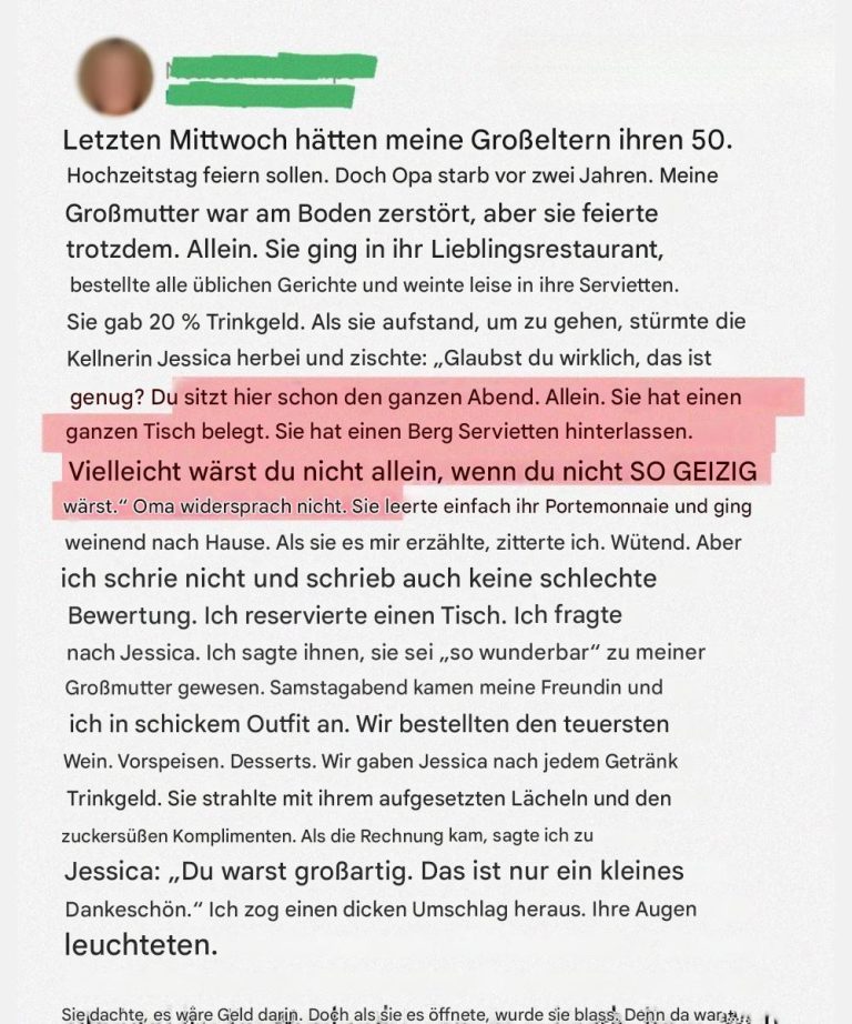 Der Server wurde von mir persönlich angerufen – er hatte meine Reaktion noch nicht bestätigt