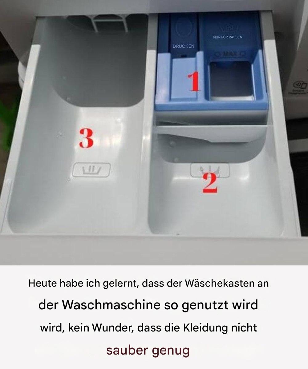 Heute habe ich gelernt, wie man das Waschmittelfach einer Waschmaschine richtig benutzt – kein Wunder, dass meine Kleidung nicht sauber herauskam