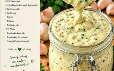 Ich nehme 100 ml Milch und 200 ml Ol, Hausgemachte Knoblauchcreme