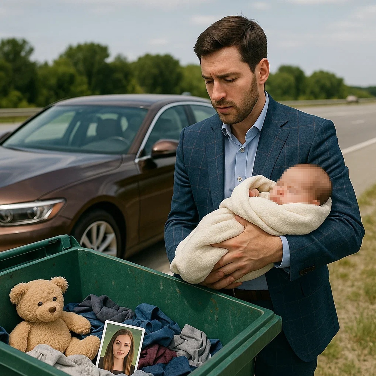 Die Mutter des Babys und ein Schleier hinterließen ein Foto einer Frau. Wenn Sie später entscheiden, dass es angezündet wird, werden Sie es später hören.