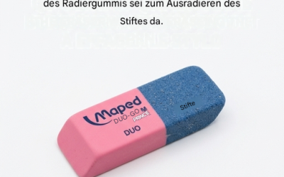 Wozu dient also genau der blaue Teil des Radiergummis?