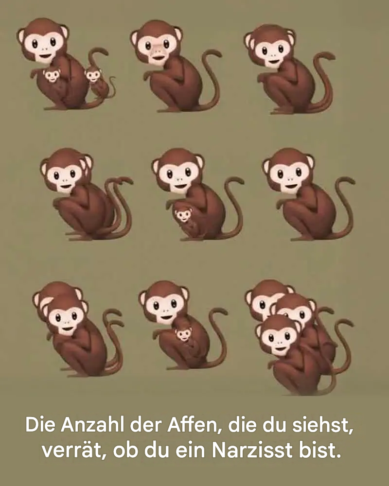 Die Anzahl der Affen, die du siehst, bestimmt, ob du narzisstisch bist.