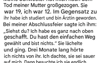 Ich nannte meine Schwester „weniger als nichts“, nachdem sie mich großgezogen hatte – dann wurde mir klar, wie falsch ich lag.
