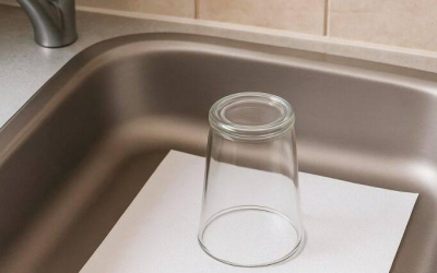 Deshalb sollten Sie vor Ihrem Urlaub immer ein umgedrehtes Glas und ein Stück Papier in die Spüle legen.