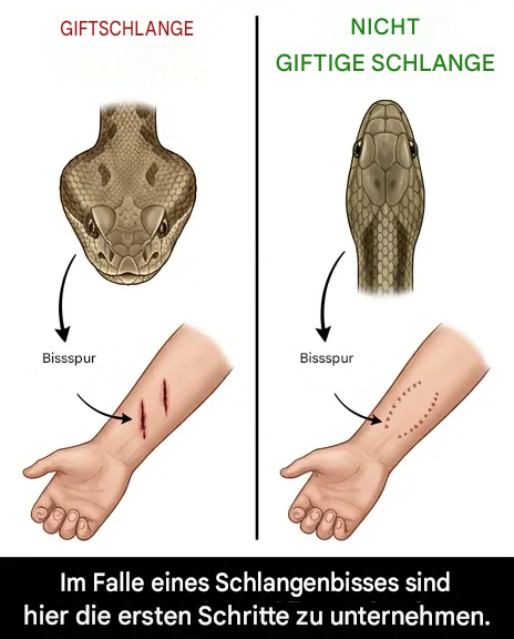 Was tun nach einem Schlangenbiss: Wichtige Erste-Hilfe-Maßnahmen, die den entscheidenden Unterschied machen können.