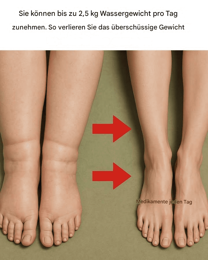 Sie können bis zu 2,5 kg Wassergewicht pro Tag zunehmen. So verlieren Sie das überschüssige Gewicht