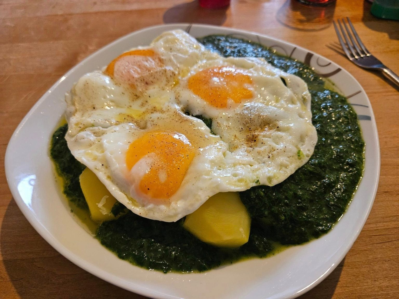 Heute einfach nur Kartoffel Spinat und Eier