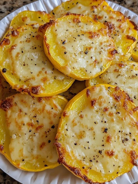 Überbackene Kürbisscheiben mit Käse
