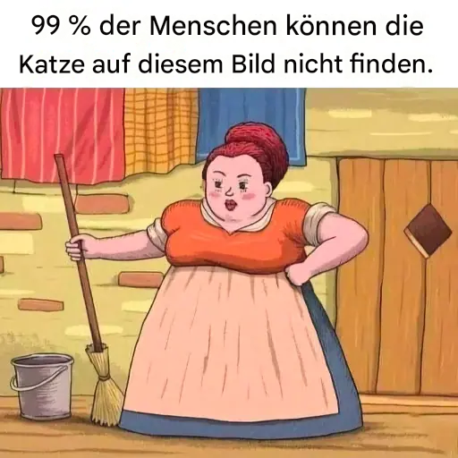 99 % der Menschen können die Katze auf dem Foto nicht finden.