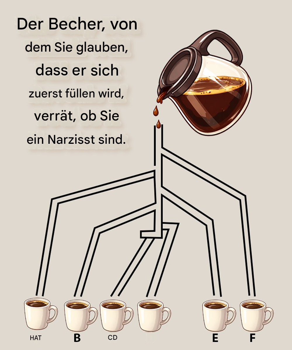 Der Becher, von dem Sie glauben, dass er sich zuerst füllen wird, verrät, ob Sie ein Narzisst sind.