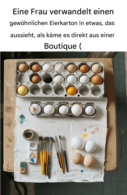 Eine Frau verwandelt einen gewöhnlichen Eierkarton in etwas, das aussieht, als käme es direkt aus einer Boutique.