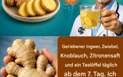Geriebener Ingwer, Zwiebel, Knoblauch, Zitronensaft und ein Teelöffel pro Tag ab Tag 7. Ich gebe Ihnen das Rezept für ein einfaches „OK“.