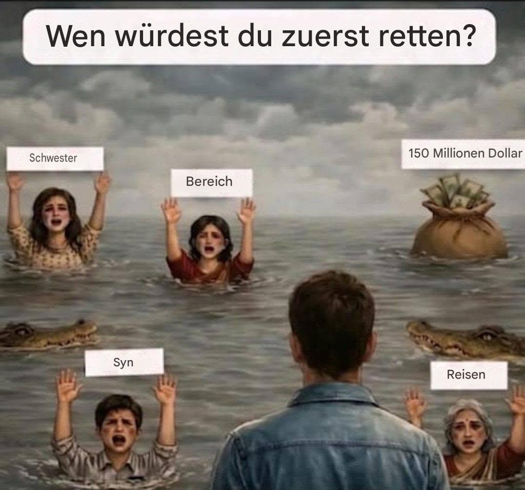 Stellen Sie sich vor, Sie wären in dieser Extremsituation. Wen würden Sie zuerst retten?