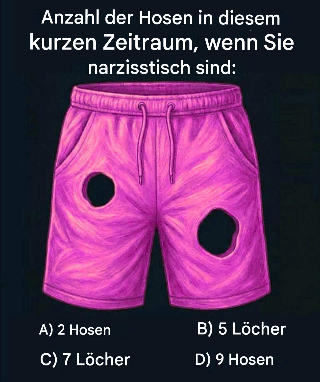 Die Anzahl der Löcher, die Ihnen in diesen Shorts auffallen, verrät, ob Sie ein Narzisst sind.