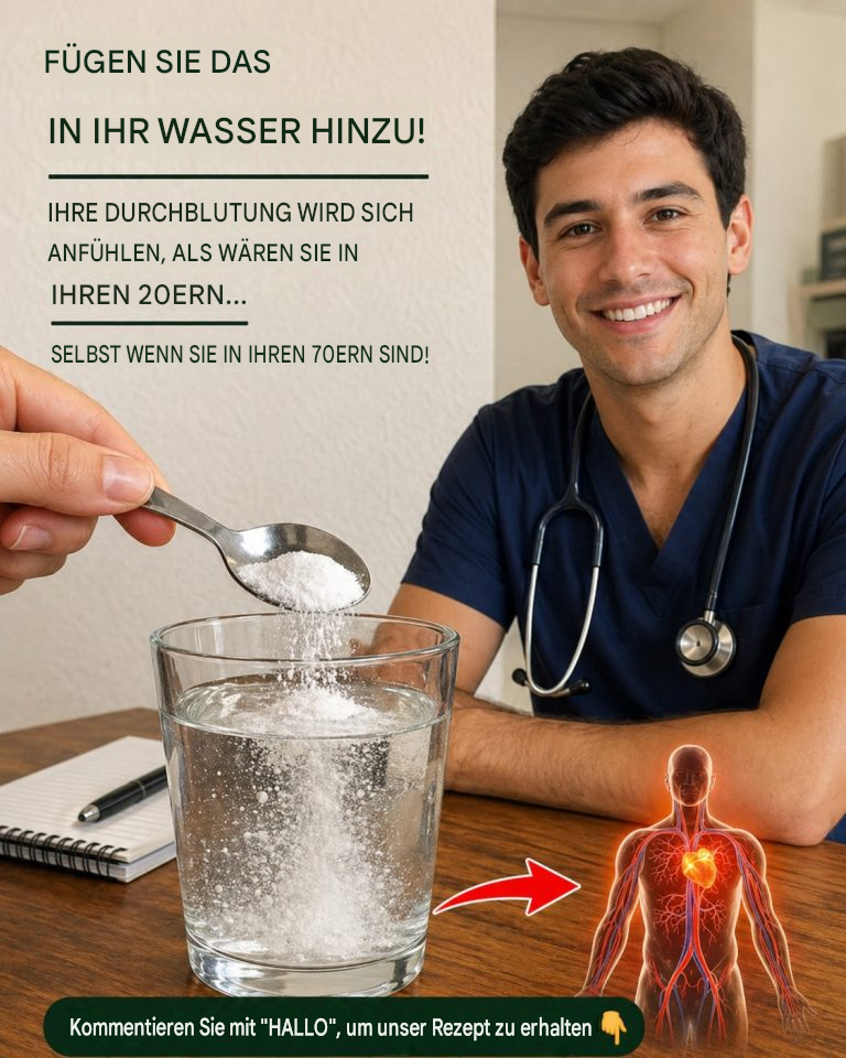 Senioren: Trinken Sie nicht nur Wasser, sondern fügen Sie dieses Mineral für eine optimale Durchblutung hinzu. Wenn Sie weiterhin meine Rezepte erhalten möchten, geben Sie mir einfach Bescheid… Vielen Dank!