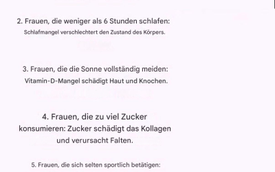 Gewohnheiten, die die Alterung bei Frauen beschleunigen, gehen zum ersten Kommentar