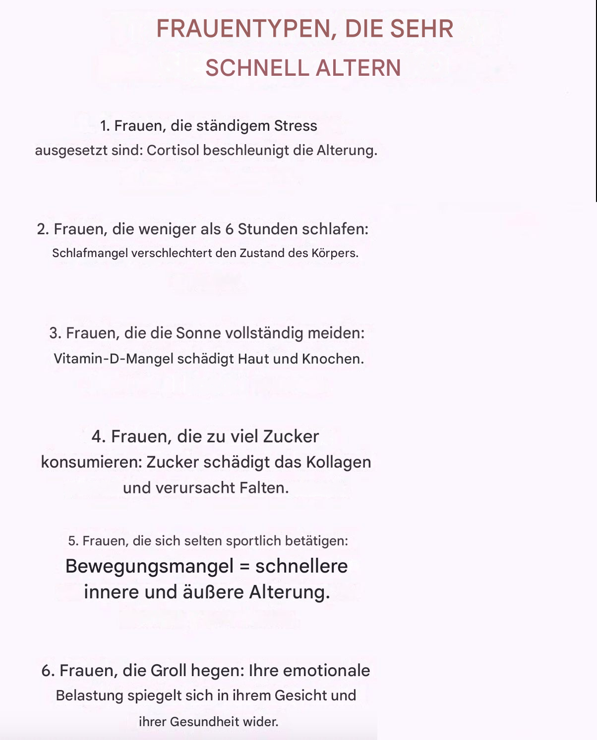 Gewohnheiten, die die Alterung bei Frauen beschleunigen, gehen zum ersten Kommentar