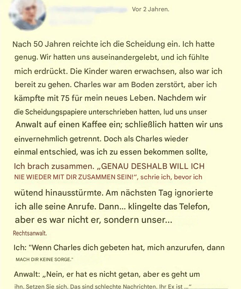 Nach 50 Jahren Ehe reichte ich die Scheidung ein, und ihr Brief brach mir das Herz.