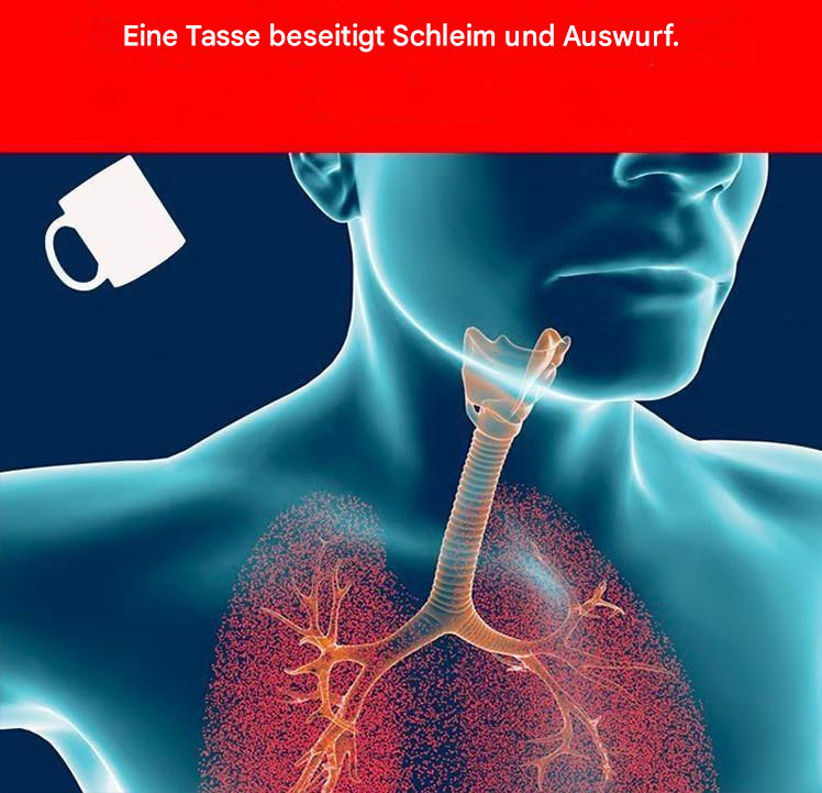 Eine Tasse genügt, um Schleim aus den Nasennebenhöhlen, der Brust und der Lunge zu lösen.