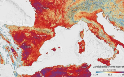 Die Bodentemperaturen in Europa liegen über 55 °C. ESA: „In Rom wurden 44 °C gemessen.“ Eine Karte der heißesten Orte.