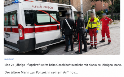24-jährige Pflegerin stirbt beim Geschlechtsverkehr mit 78-Jährigem (1/2)