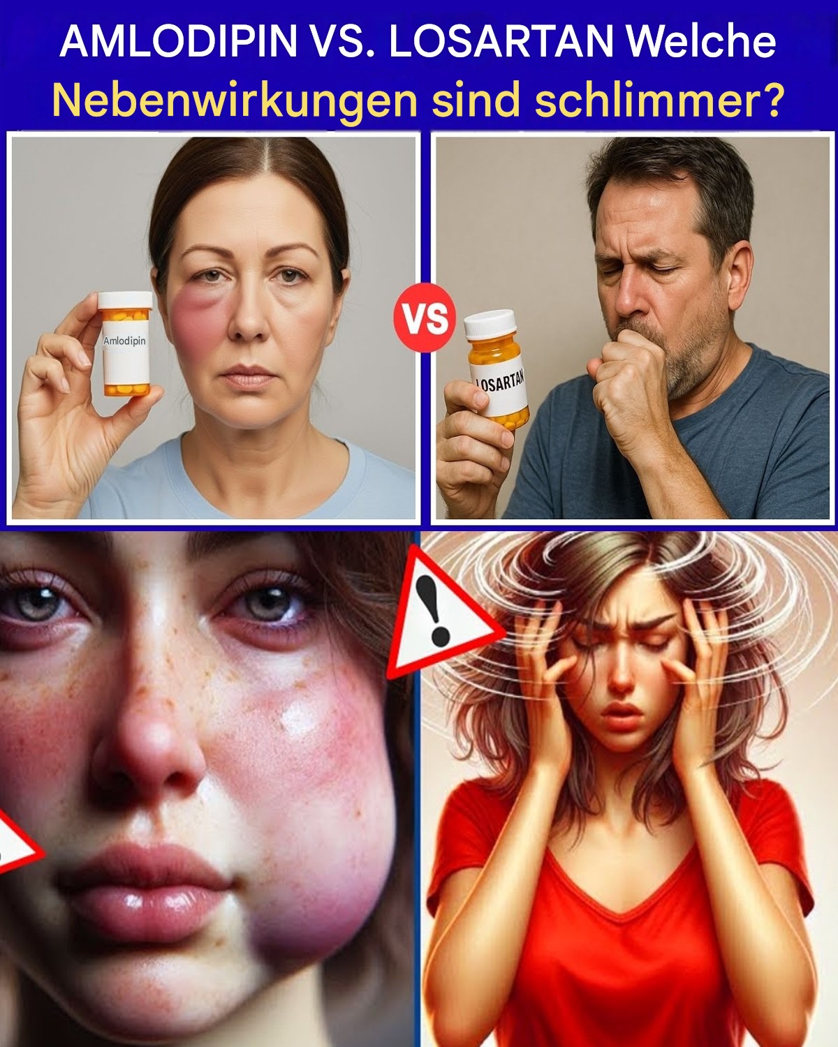 Amlodipin vs. Losartan: Welches Blutdruckmedikament hat schlimmere Nebenwirkungen?