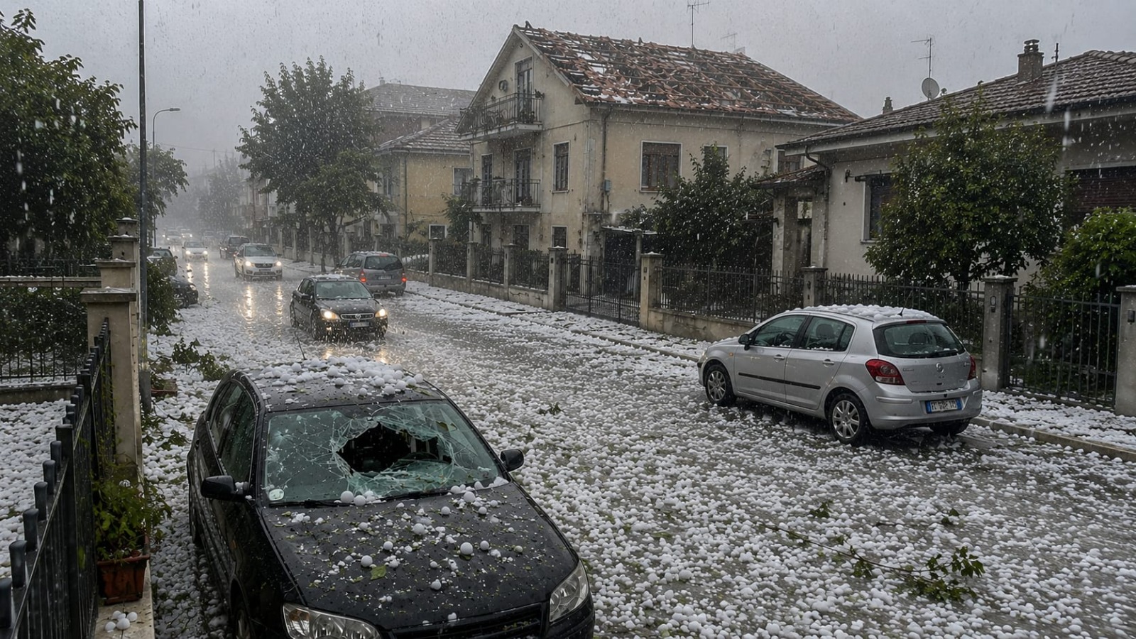 In Italien richtete ein heftiger Hagelsturm schwere Schäden an. Autos wurden zerstört und Dächer abgedeckt.