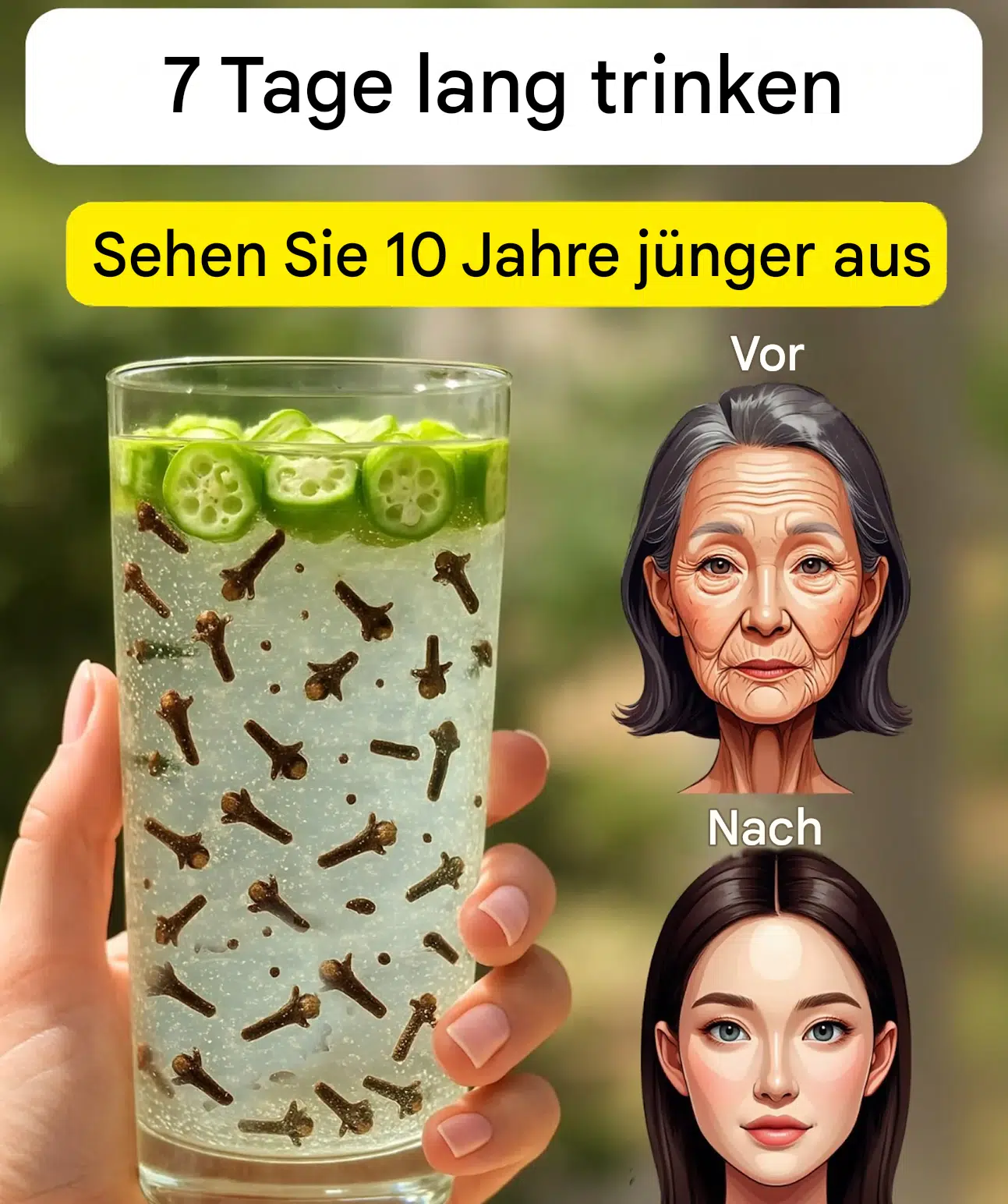 Anti-Aging-Getränk mit Nelken und Okra: für faltenfreie, pigmentlose Haut.