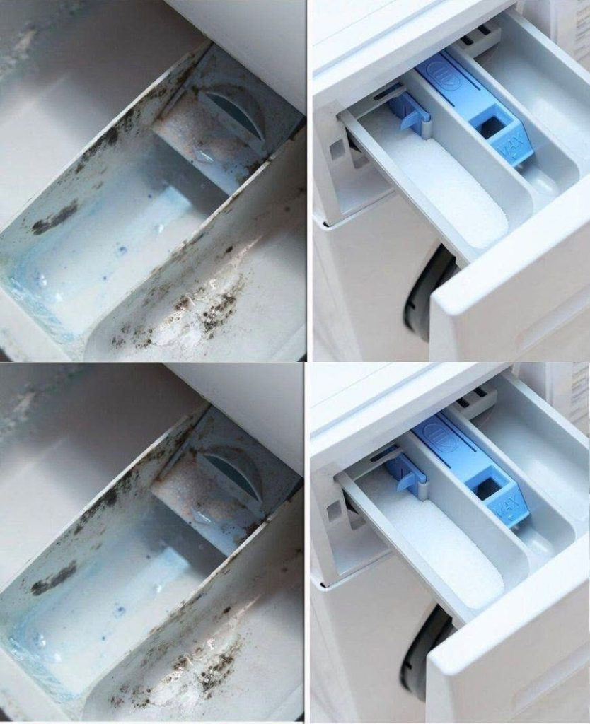 Ein cleverer Trick, um die Waschmittelschublade zu reinigen.