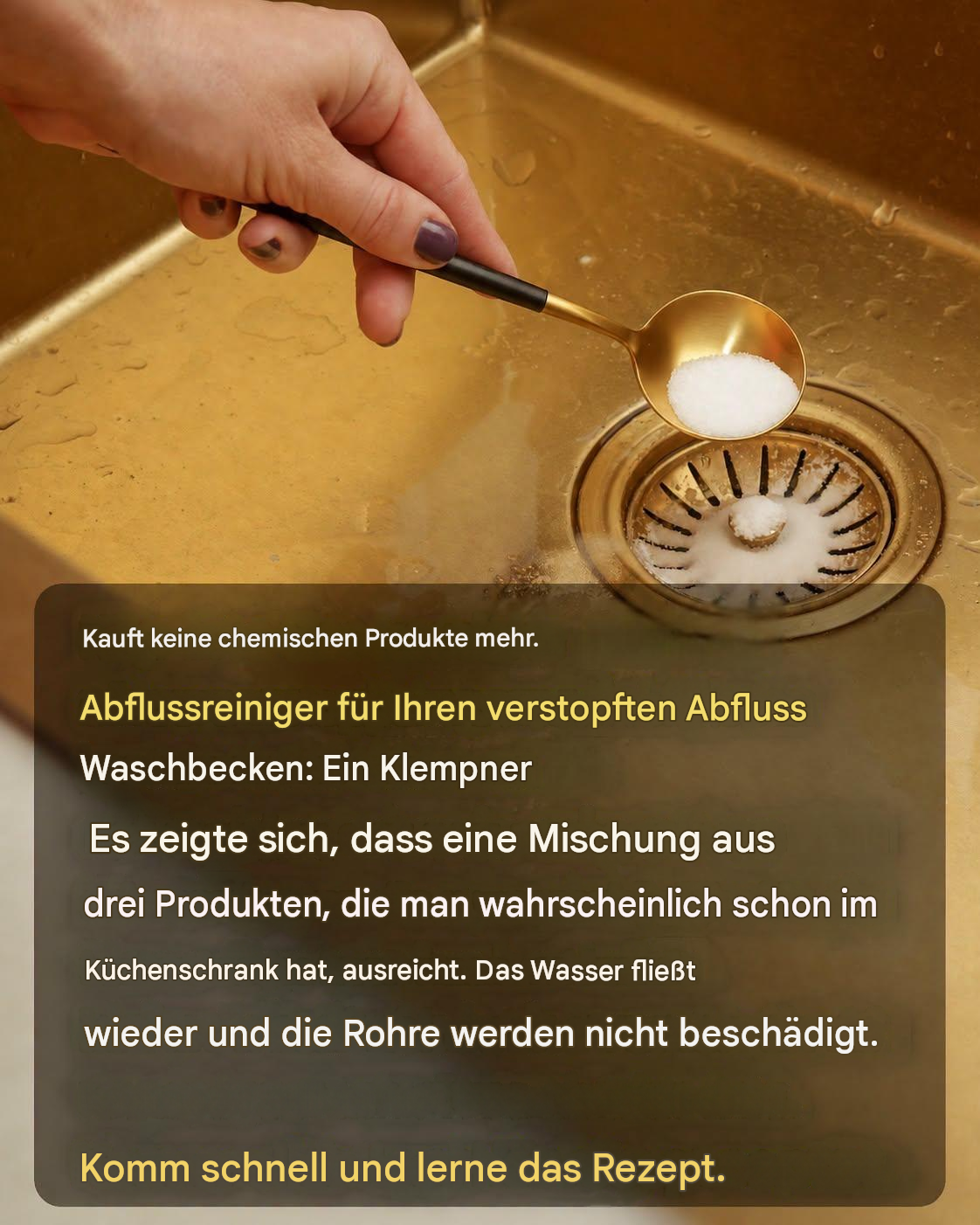 Ein natürlicher und effektiver Trick, um Ihren Abfluss zu reinigen.