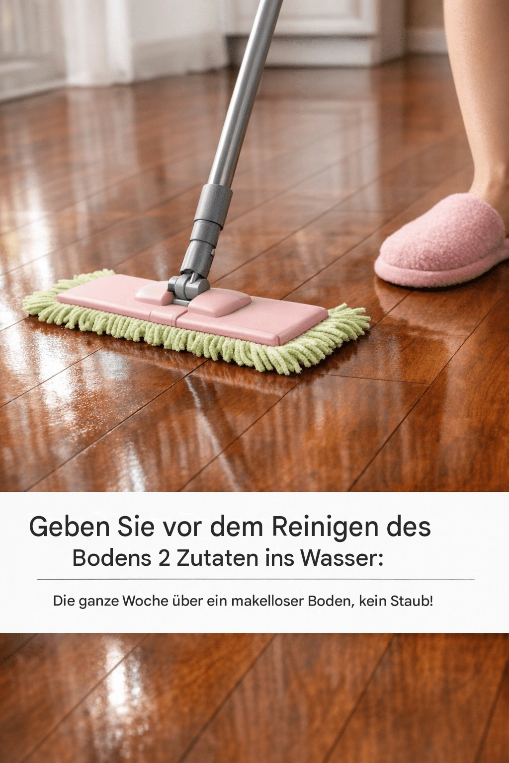 Füge dem Wasser vor dem Reinigen des Bodens 2 Zutaten hinzu.