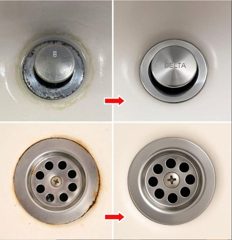 Wie entfernt man dunkle Flecken um Wasserhähne herum?