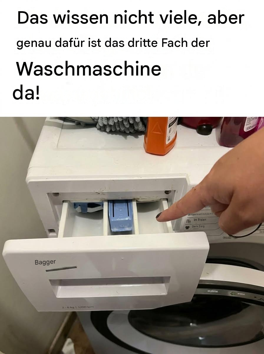 Das weiß fast niemand, aber genau dafür ist die dritte Schublade Ihrer Waschmaschine da!