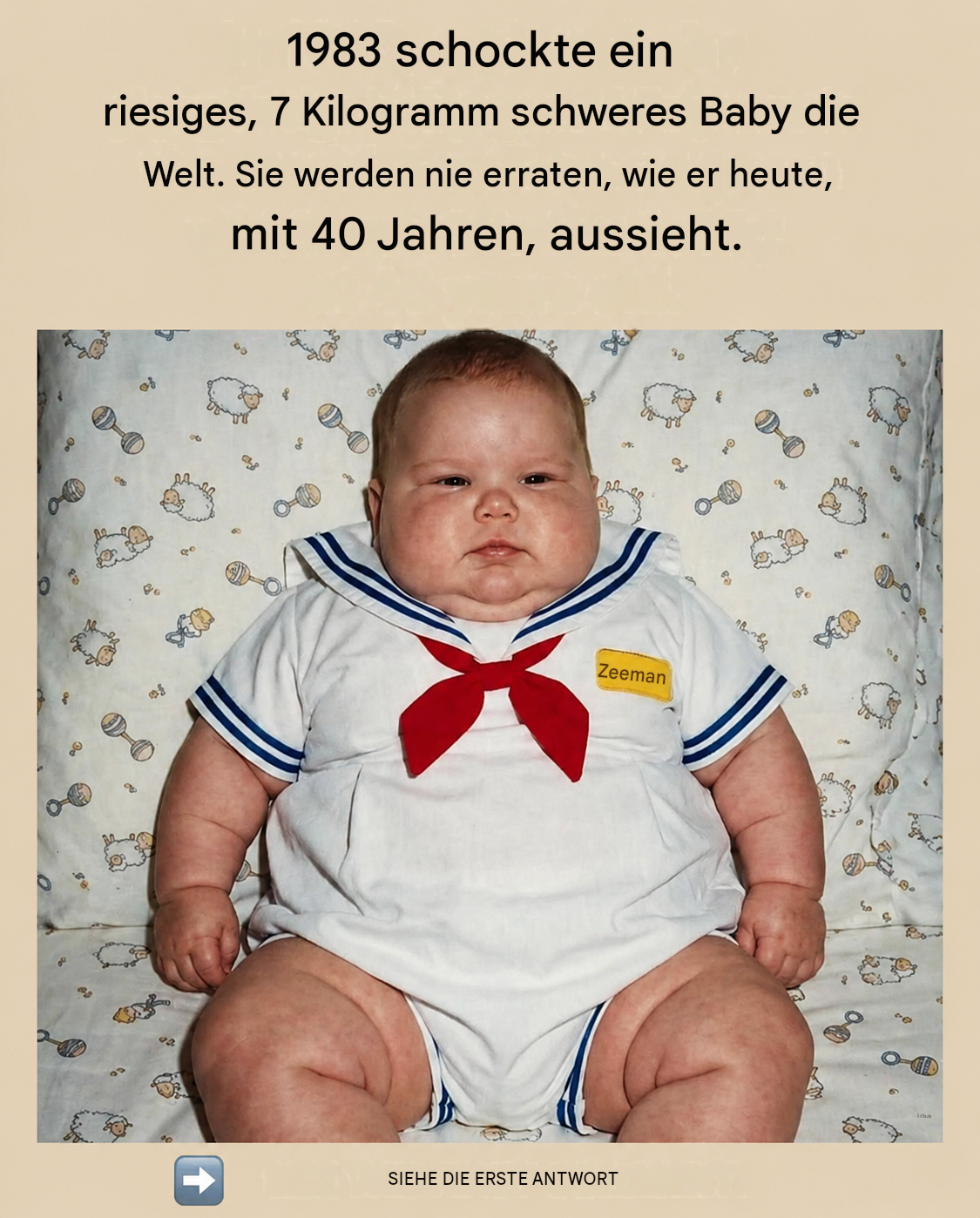 Das 7 Kilo leichte Baby, das 1983 die Welt verblüffte: So sieht es heute, im Alter von 40,1 Jahren, aus.