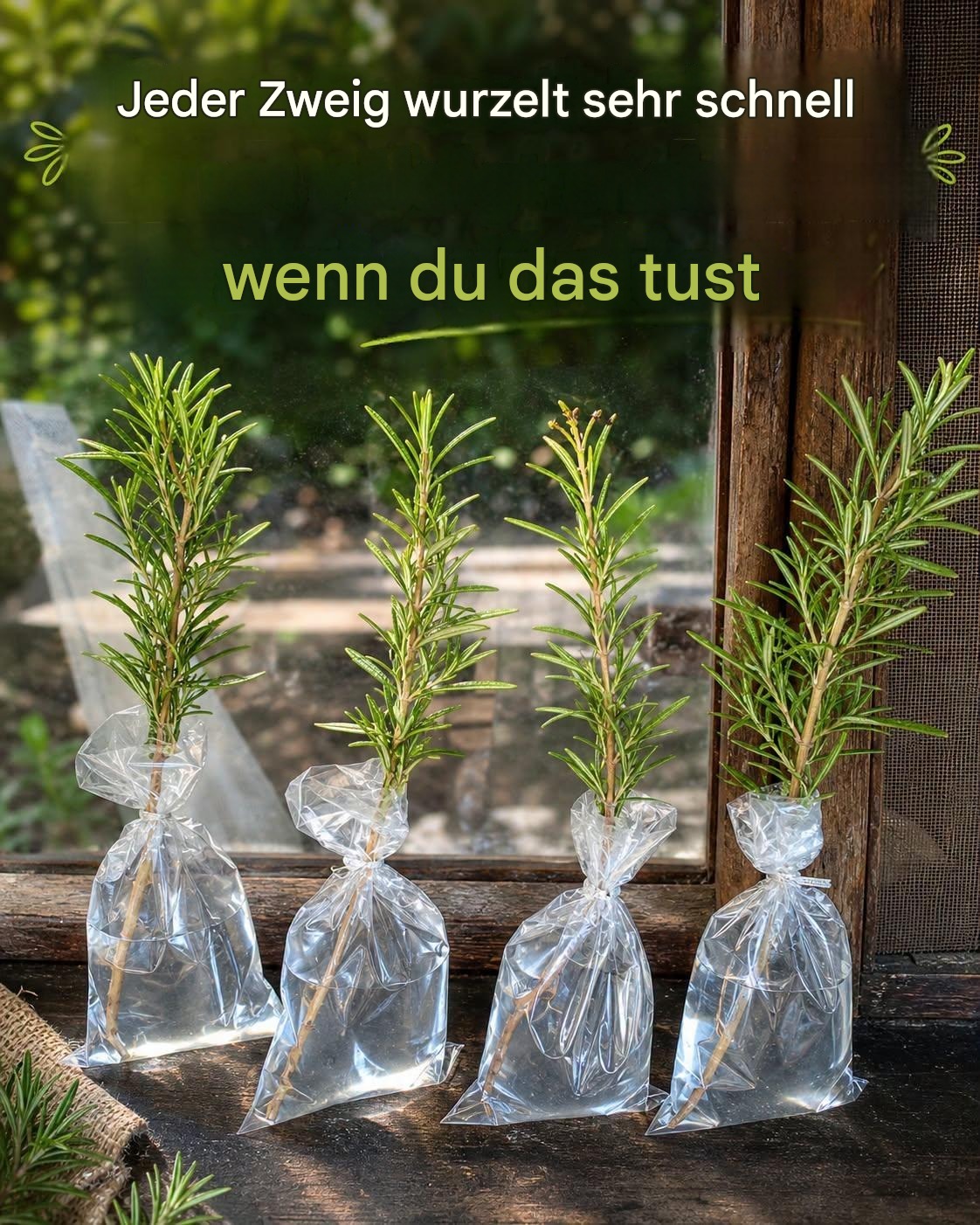 Auf diese Weise werden alle Zweige sehr schnell Wurzeln schlagen.